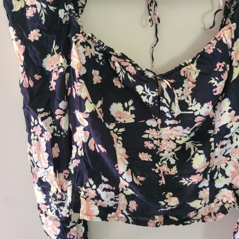 Free People Hilary Printed Top Black Combo NWT - Picture 5 of 8